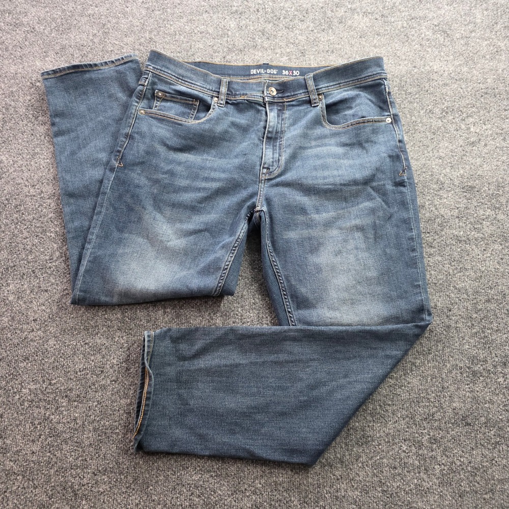 Devil-Dog Dungarees Athletic Fit Jeans 36x30 Blue Denim DD5029 Mens Medium Wash